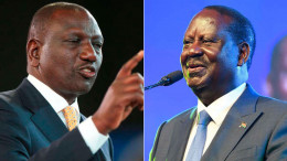 Photocollage of President William Ruto and Raila Odinga